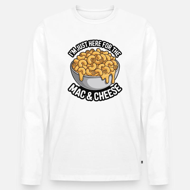 Mac & Cheese Fan - I’m Just Here - Männer Premium Bio Langarmshirt - Weiß