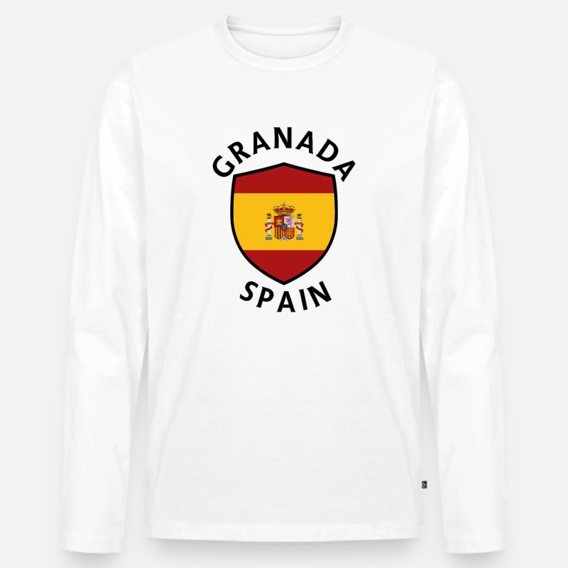 Granada-Spanien-Schild - Männer Premium Bio Langarmshirt - Weiß