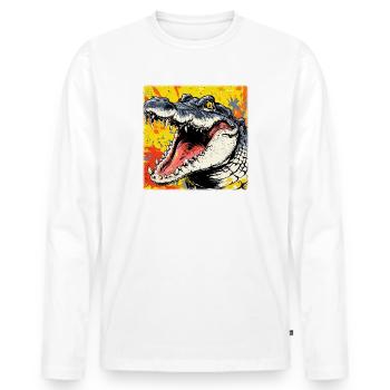 Wild Crocodile – Urban Street Art Design - Men's Premium Organic Long Sleeve Shirt - white - Front - Nico (187cm)
