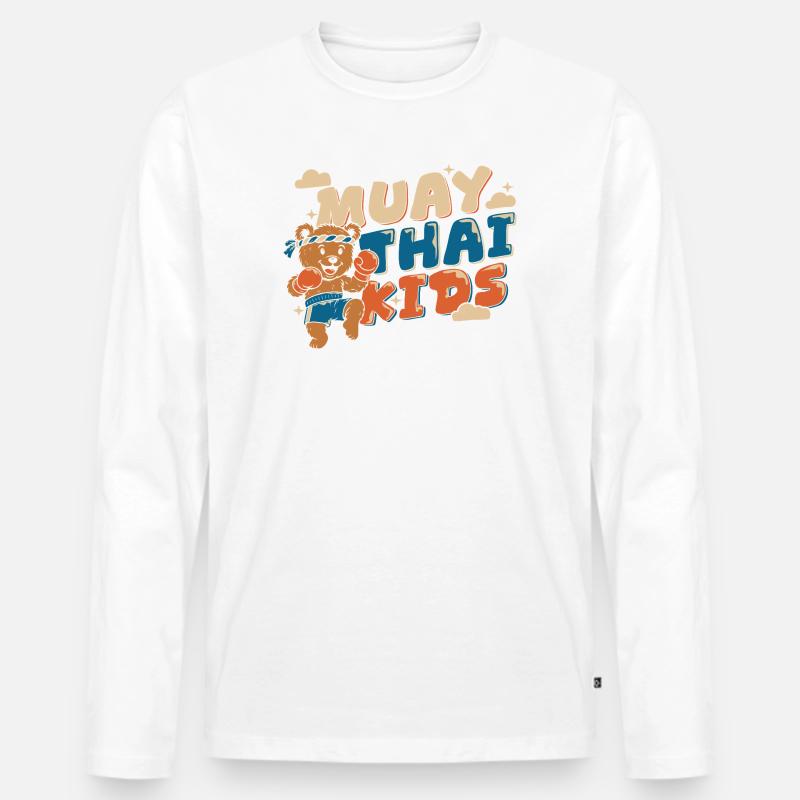 Muay Thai Kids – Box-Bär - Männer Premium Bio Langarmshirt - Weiß