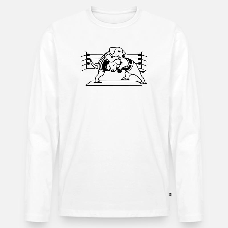 wrestling dog hund - Männer Premium Bio Langarmshirt - Weiß