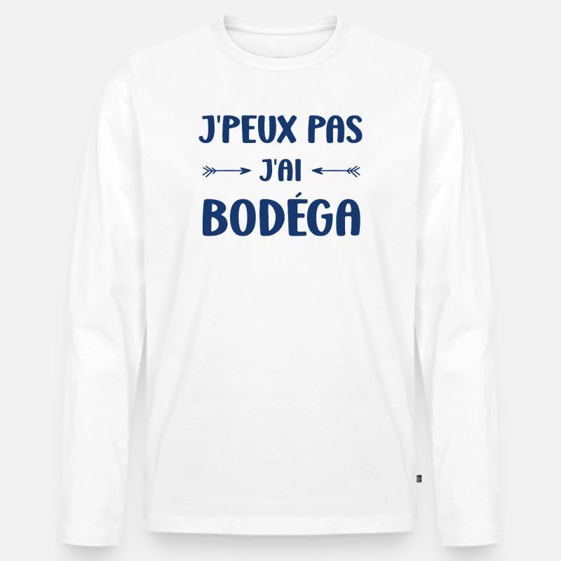Ich kann nicht, ich habe Bodéga - Männer Premium Bio Langarmshirt - Weiß