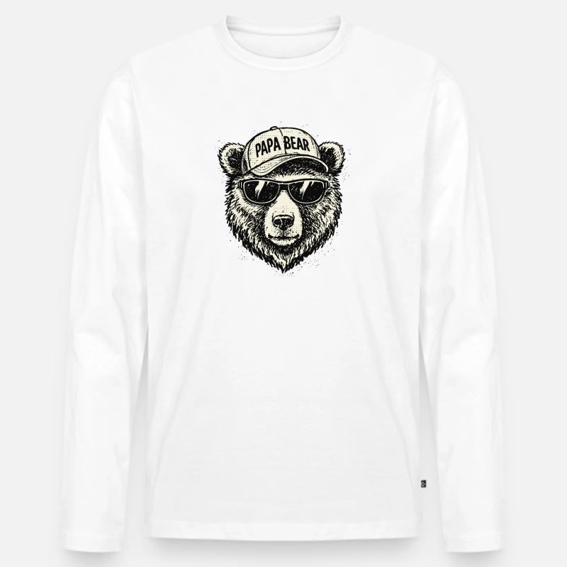 Papa bear Sonnenbrillen Cap - Männer Premium Bio Langarmshirt - Weiß