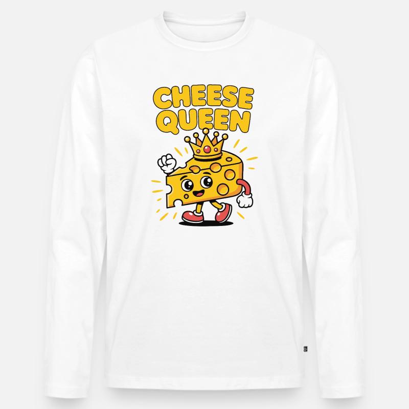 Cheese Queen – Käse mit Krone - Männer Premium Bio Langarmshirt - Weiß