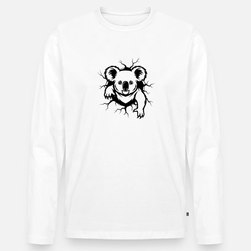 Koala Wanddurchbruch – Cooles Tier Wandbruch - Männer Premium Bio Langarmshirt - Weiß