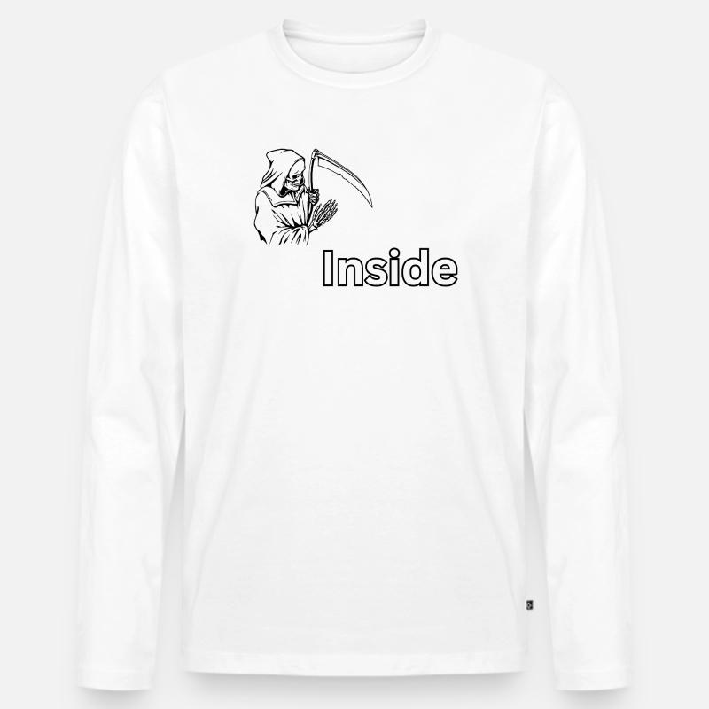 Dead Inside – Dark Skull Reaper-Design - Männer Premium Bio Langarmshirt - Weiß
