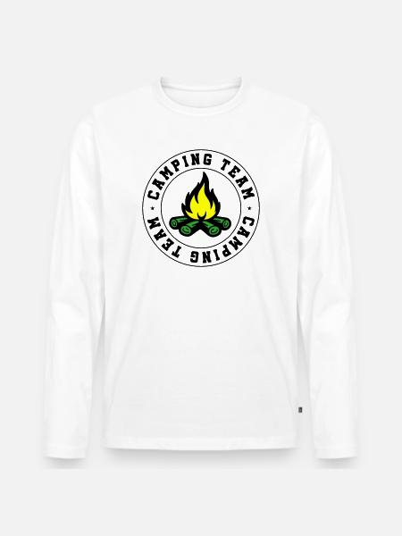 Camping Team Lagerfeuer - Männer Premium Bio Langarmshirt - Weiß