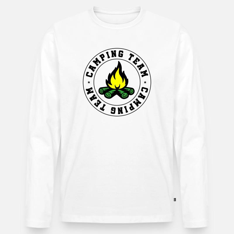 Camping Team Lagerfeuer - Männer Premium Bio Langarmshirt - Weiß