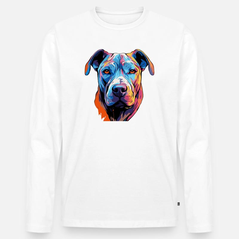 Hund Comic Pop Art - Männer Premium Bio Langarmshirt - Weiß