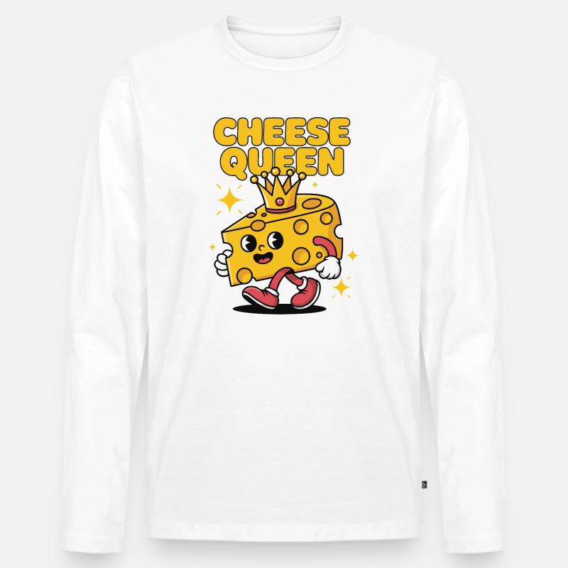 Cheese Queen – Käse mit Krone - Männer Premium Bio Langarmshirt - Weiß