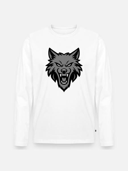 Wolf Kopf Logo - Männer Premium Bio Langarmshirt - Weiß