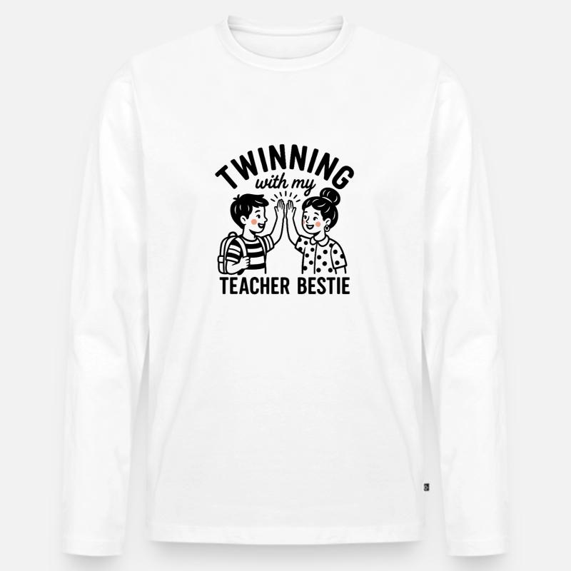Partnerschaft mit meiner besten Lehrerin - Männer Premium Bio Langarmshirt - Weiß