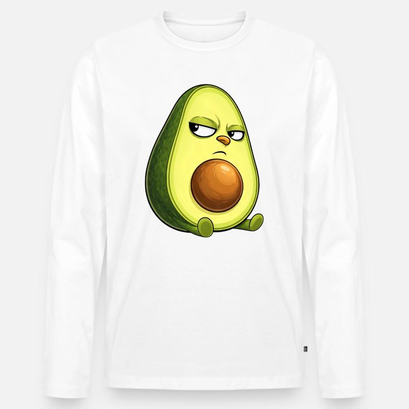 Coole Avocado mit Sonnenbrille skeptischer Blick - Männer Premium Bio Langarmshirt - Weiß