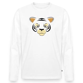 Graphique Cool Tiger Face Art de la faune de grands félins - T-shirt manches longues Premium bio Homme - blanc - Devant - Nico (187cm)