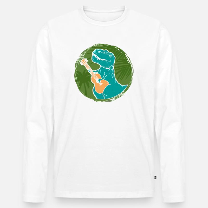 Hawaiian Ukulele Uke T-Rex - Männer Premium Bio Langarmshirt - Weiß