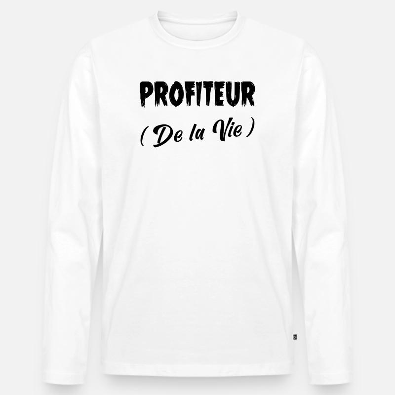 PROFITEUR (DES LEBENS)! (schwarz) - Männer Premium Bio Langarmshirt - Weiß