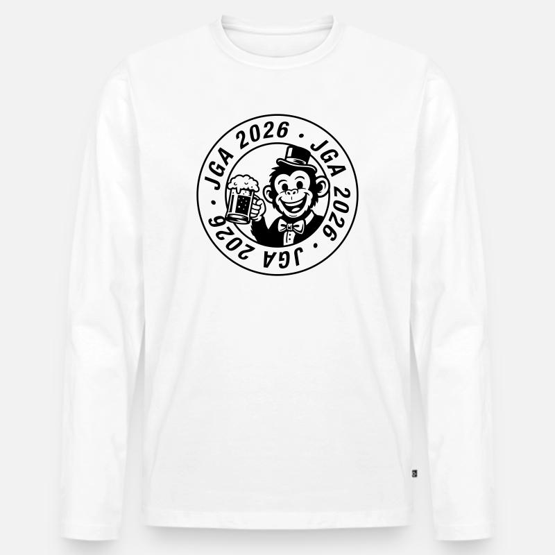 Junggesellenabschied 2026 Jga Affe - Männer Premium Bio Langarmshirt - Weiß