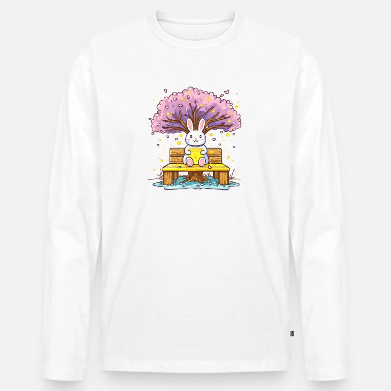 Kaninchen mit Honig am Baum - Männer Premium Bio Langarmshirt - Weiß