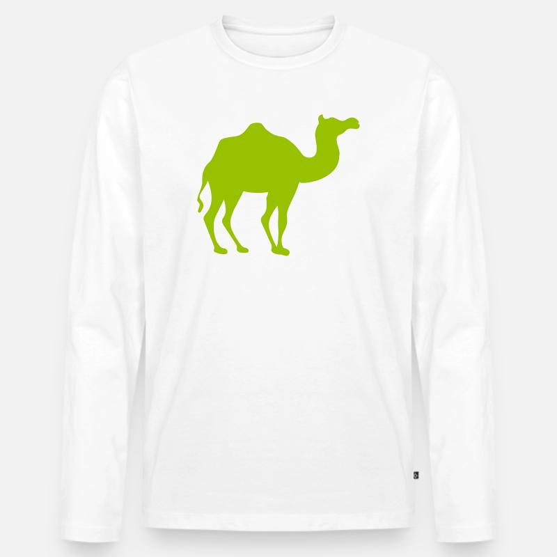 Leuchtendes Kamel Silhouette - Männer Premium Bio Langarmshirt - Weiß