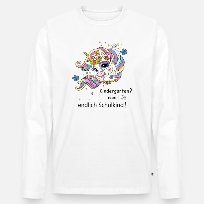 endlich Schulkind - Männer Premium Bio Langarmshirt - Weiß