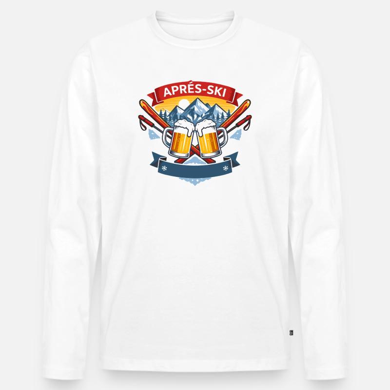Apres Ski Comic Design - Männer Premium Bio Langarmshirt - Weiß