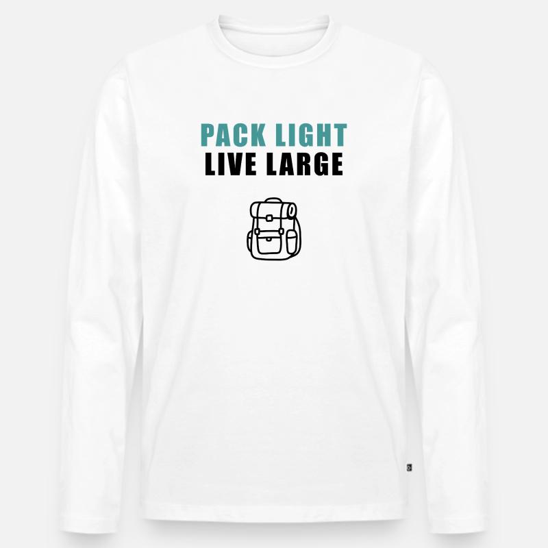 Pack Light Live Large Backpack - Männer Premium Bio Langarmshirt - Weiß