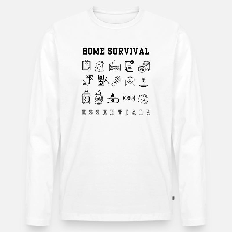 Notfallplan – Weltuntergang - Männer Premium Bio Langarmshirt - Weiß