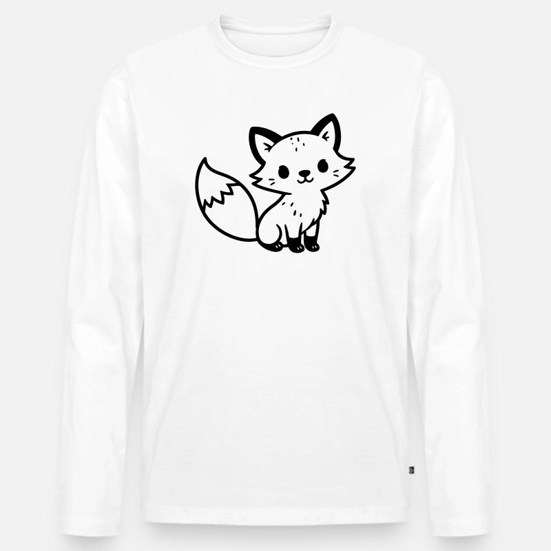 Fuchs Niedlich - Männer Premium Bio Langarmshirt - Weiß