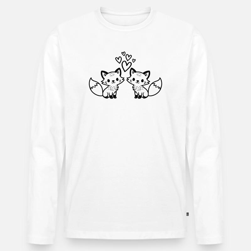 Fuchs Paar Herzen Liebe - Männer Premium Bio Langarmshirt - Weiß