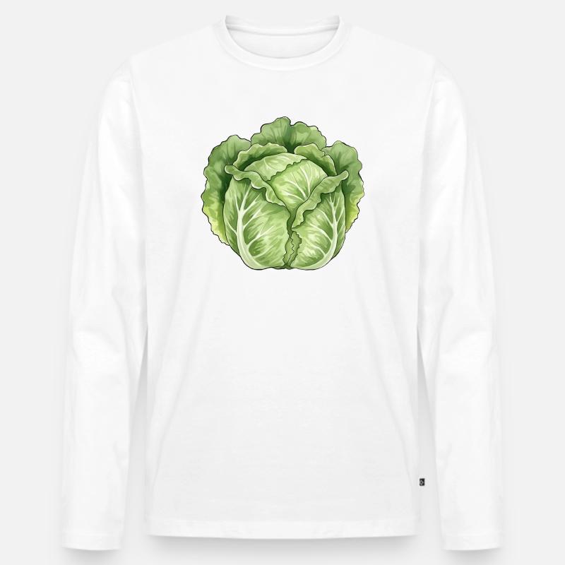 Kopfsalat Blattkunst - Männer Premium Bio Langarmshirt - Weiß