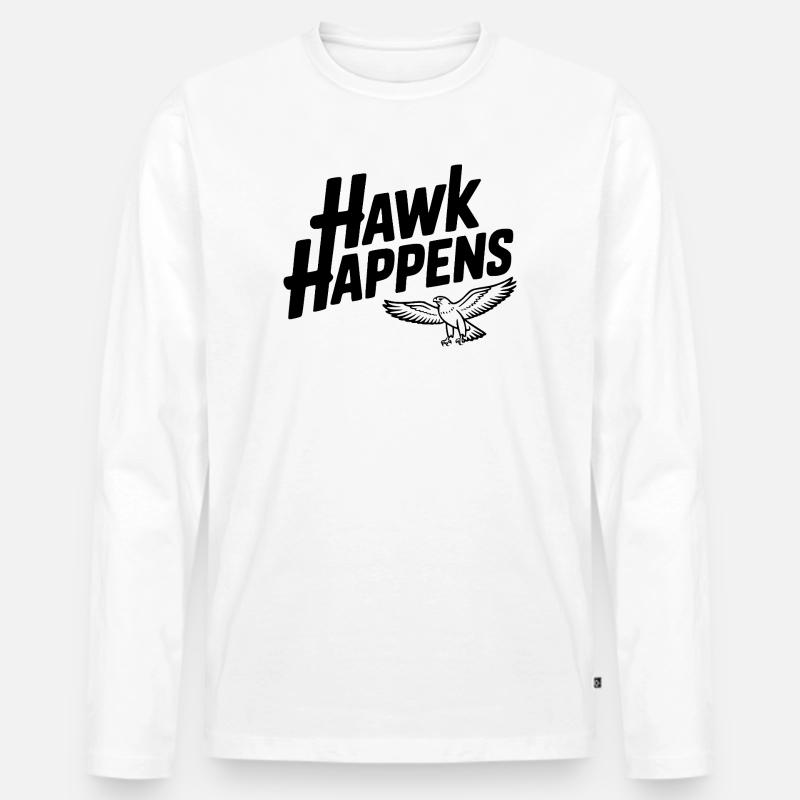Hawk Happens - Männer Premium Bio Langarmshirt - Weiß