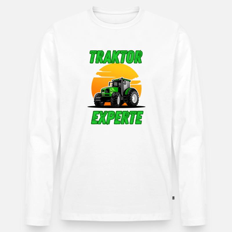 Traktor Experte - Männer Premium Bio Langarmshirt - Weiß