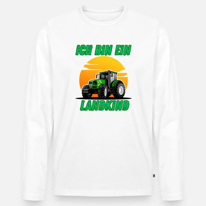 Traktor - Ich bin ein Landkind - Männer Premium Bio Langarmshirt - Weiß