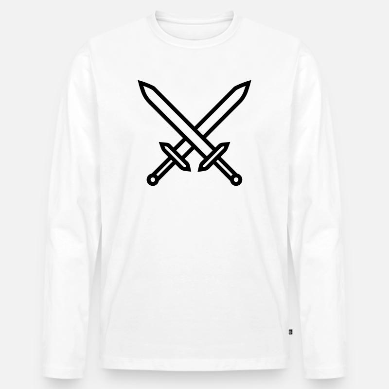 Gekreuzte Schwerter Mittelalterlicher Kampf - Männer Premium Bio Langarmshirt - Weiß