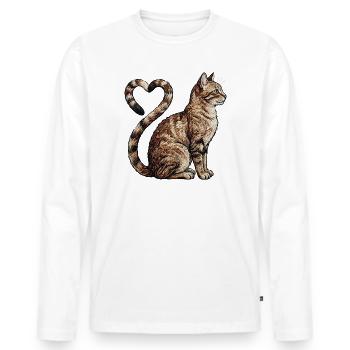 Katzenliebe im bestickten Look (gedruckt) - Männer Premium Bio Langarmshirt - Weiß - Vorne - Nico (187cm)