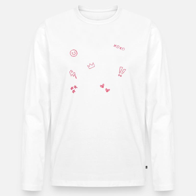 Herzkrone Doodle Pop Art - Männer Premium Bio Langarmshirt - Weiß