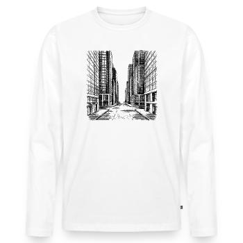 Rue moderne - T-shirt manches longues Premium bio Homme - blanc - Devant - Nico (187cm)