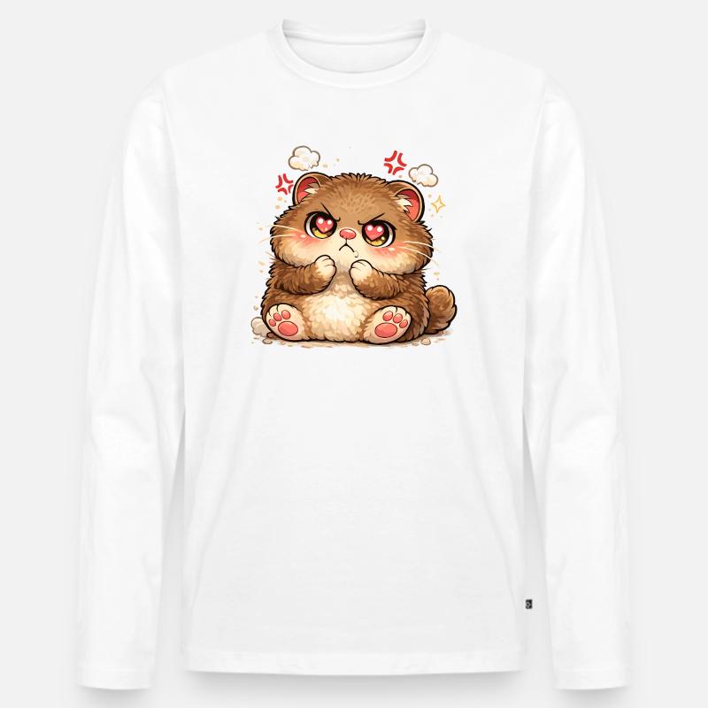 Kätzchen mit Herzaugen - Männer Premium Bio Langarmshirt - Weiß