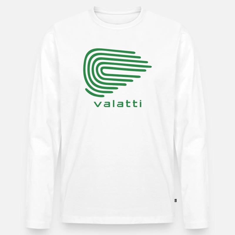 Valatti Green Wave Line Abstract - Männer Premium Bio Langarmshirt - Weiß