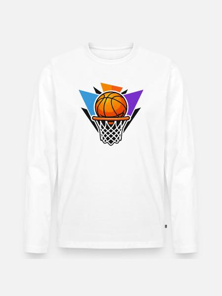 Basketball Hoop Ball Graphic Dunk Art - Men's Premium Organic Long Sleeve Shirt - white