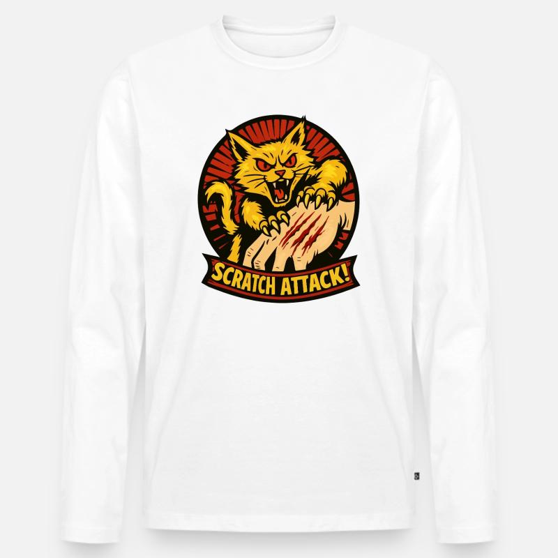 Scratch Attack Wütende Katzenklauen-Design - Männer Premium Bio Langarmshirt - Weiß