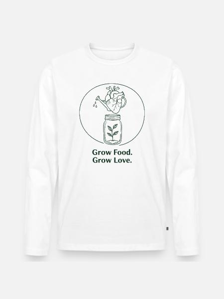 Ekologisk trädgårdsodling, hållbart jordbruk - Ekologisk långärmad premium-T-shirt herr - vit