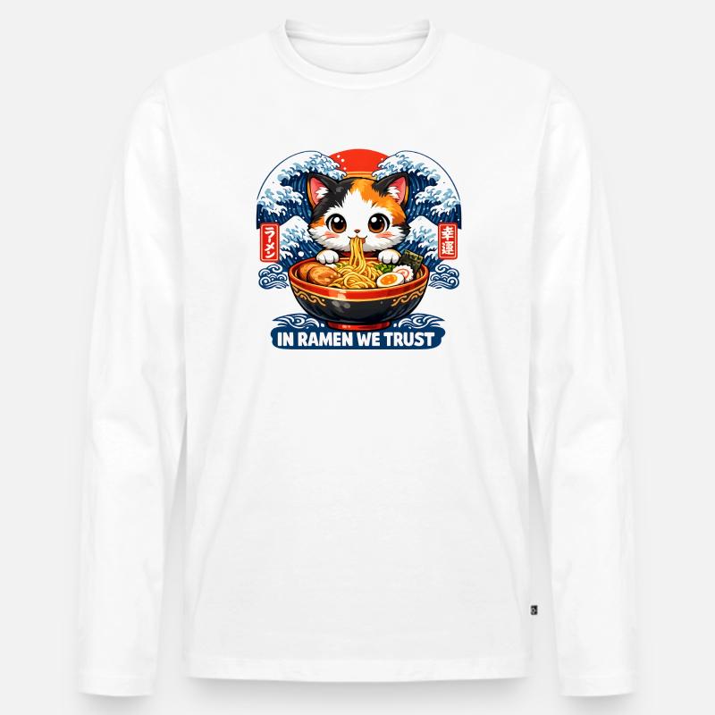 Ich brauche Ramen - Männer Premium Bio Langarmshirt - Weiß