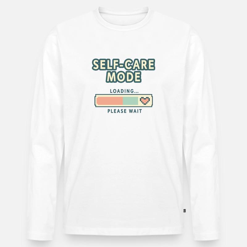 Self-Care Mode Loading - Retro Pixel Edition - Männer Premium Bio Langarmshirt - Weiß