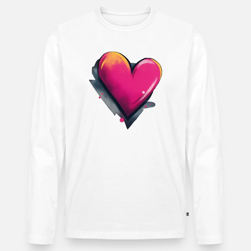 Herz Graffiti - Männer Premium Bio Langarmshirt - Weiß