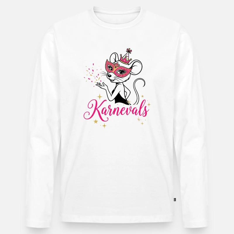 Karnevals Maus - Kölsche Mädche , Tierkostüm  - Männer Premium Bio Langarmshirt - Weiß