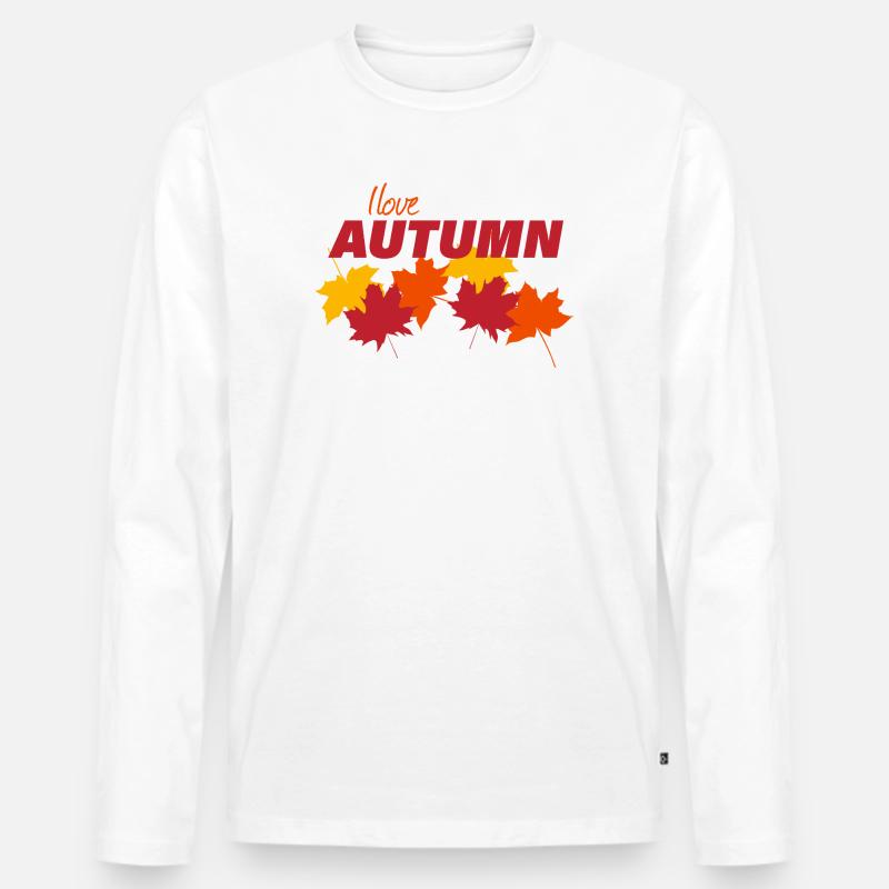 AUTUMN - Männer Premium Bio Langarmshirt - Weiß