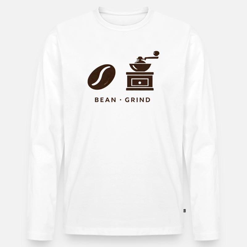 BEAN . GRIND . COFFEE . KAFFEE - Männer Premium Bio Langarmshirt - Weiß