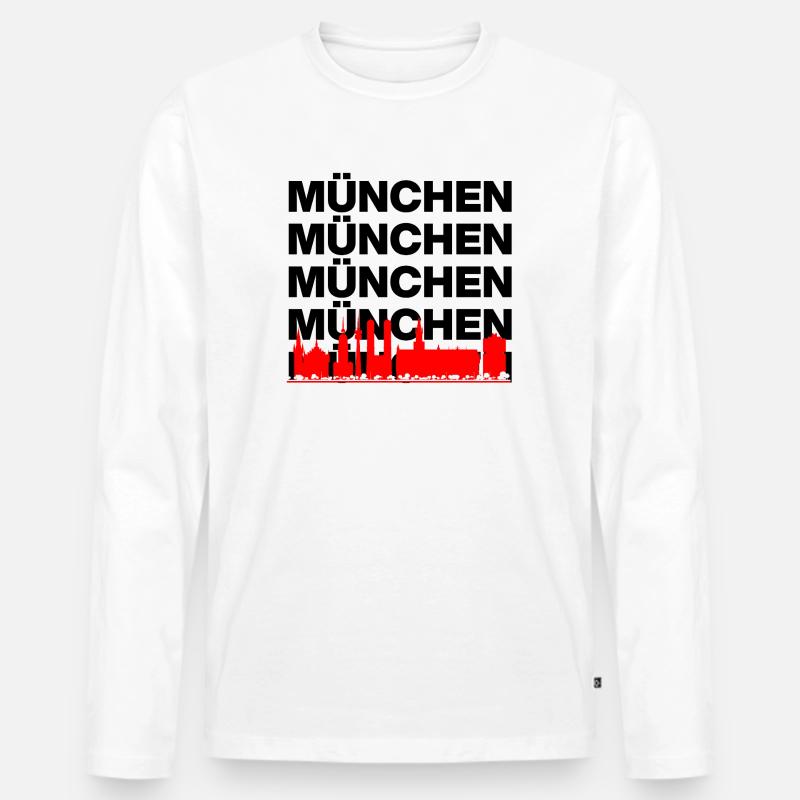 MÜNCHEN SKYLINE MUNICH ROTE STADT SERVUS - Männer Premium Bio Langarmshirt - Weiß