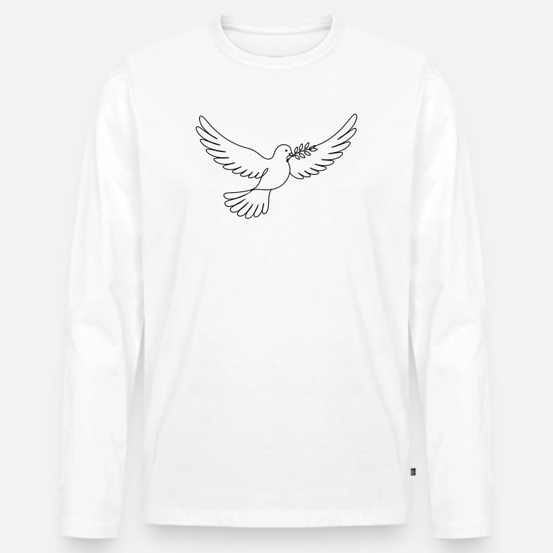 Taube Frieden - Männer Premium Bio Langarmshirt - Weiß